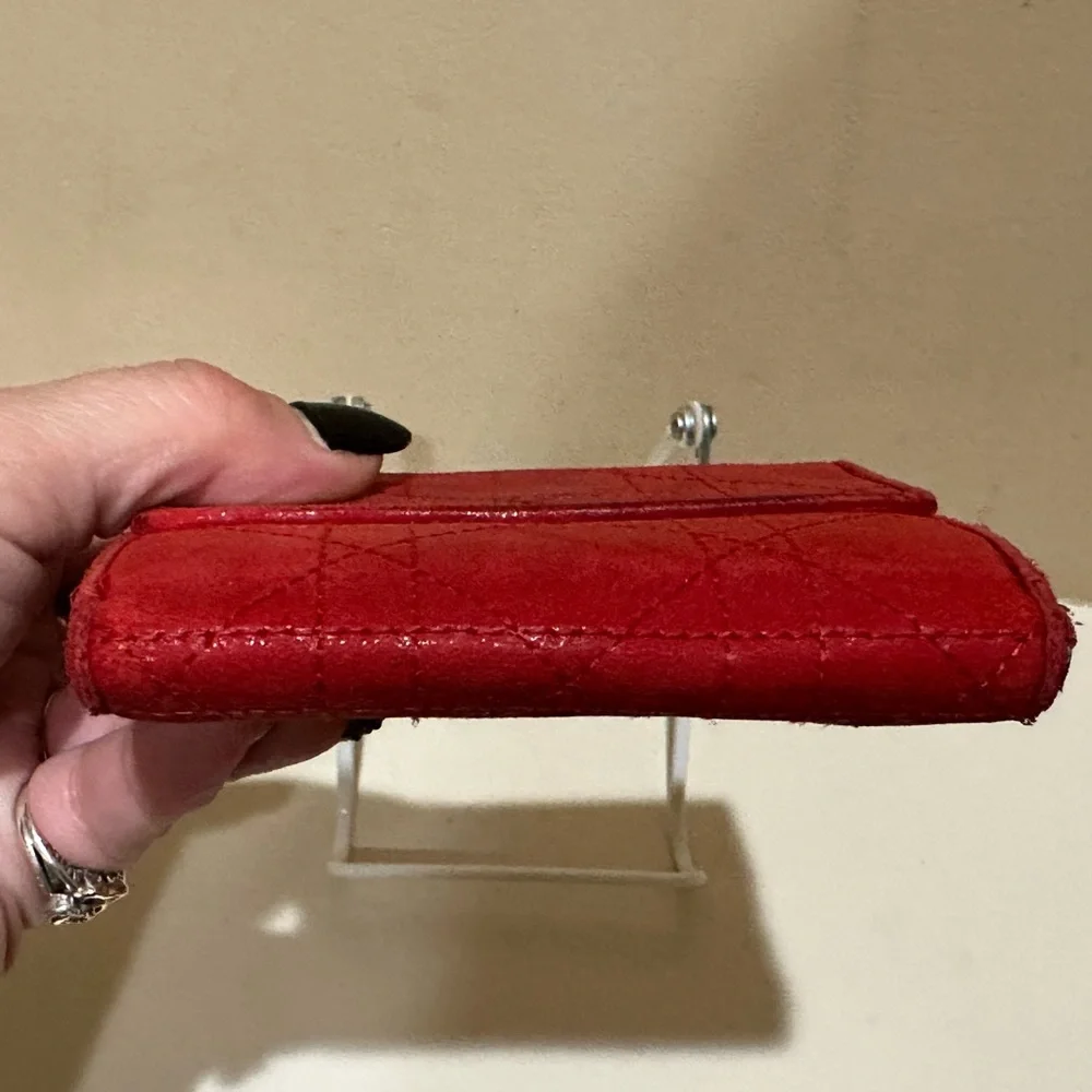 Christian Dior Vintage Red Cannage Bifold Wallet